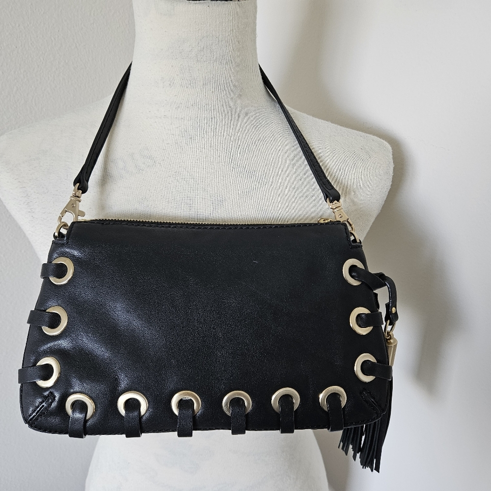 🔥Michael Kors Black Leather Astor Shoulder Bag/clutch with Gold Accents🔥 - Picture 2 of 11